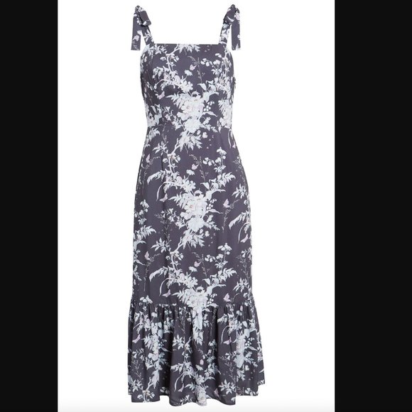 PAIGE Tolucah Floral Print Tie Shoulder Sundress Blue - Picture 1 of 8